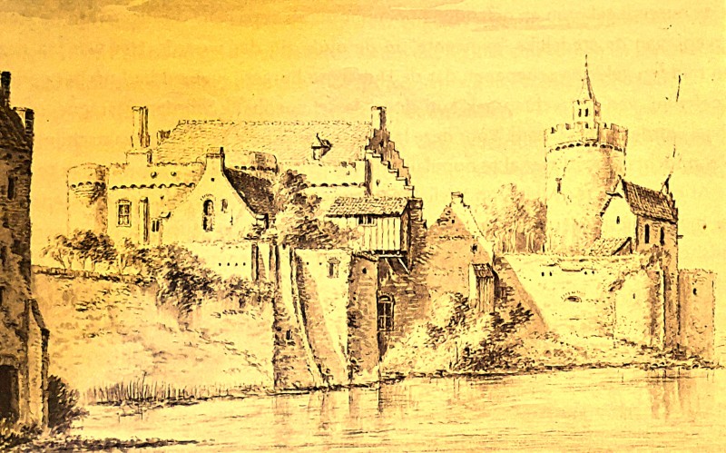 Z. Gezicht op het kasteel vanuit de stad Huissen. 1